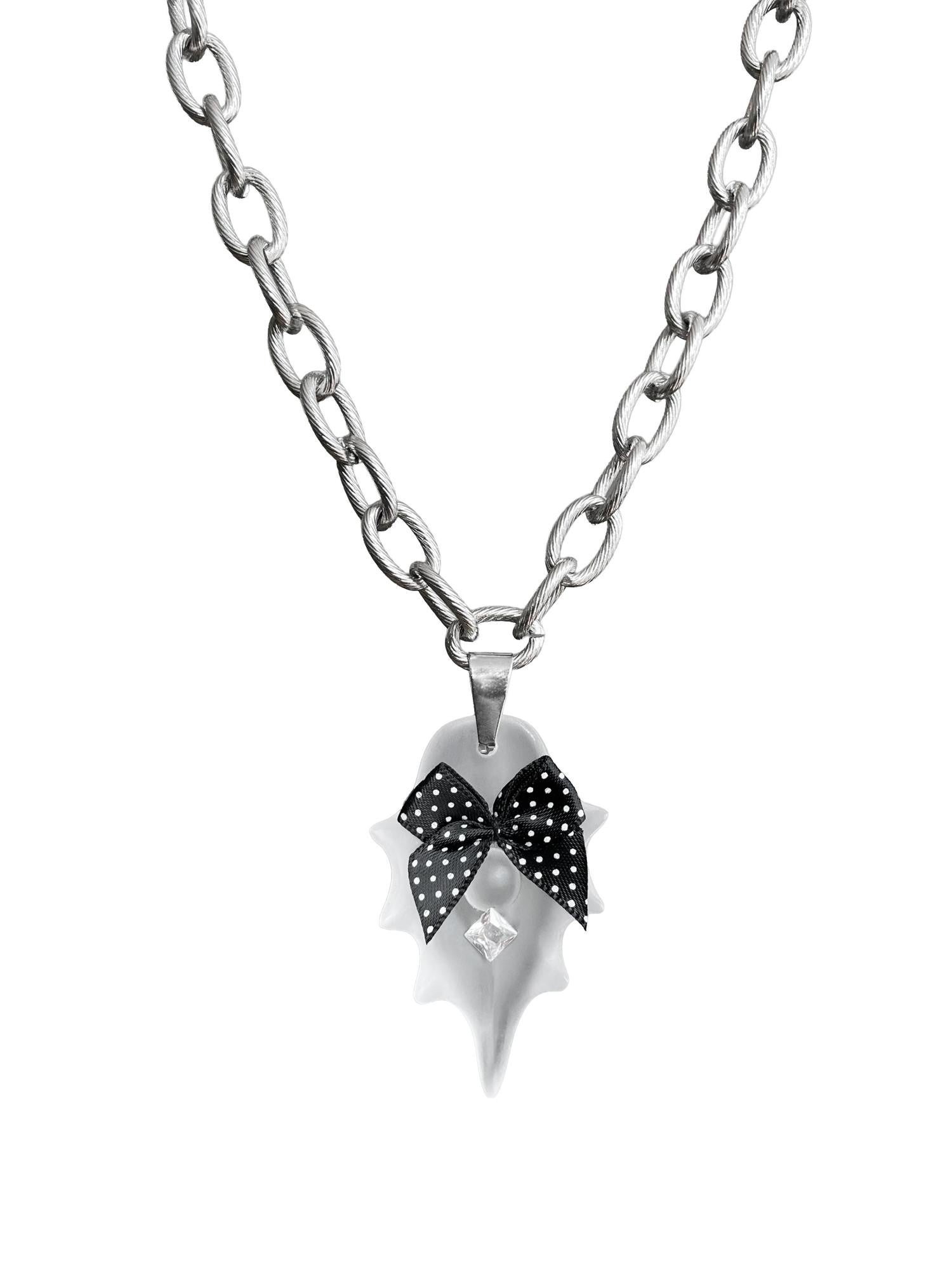 takeabreak Transparent Shell Zircon Inlay Polka Dot Bow Women&