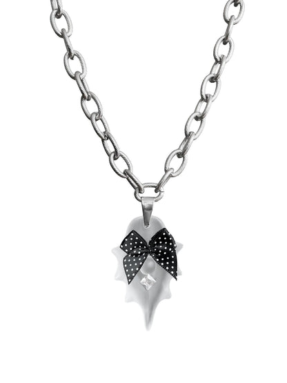 takeabreak Transparent Shell Zircon Inlay Polka Dot Bow Women&