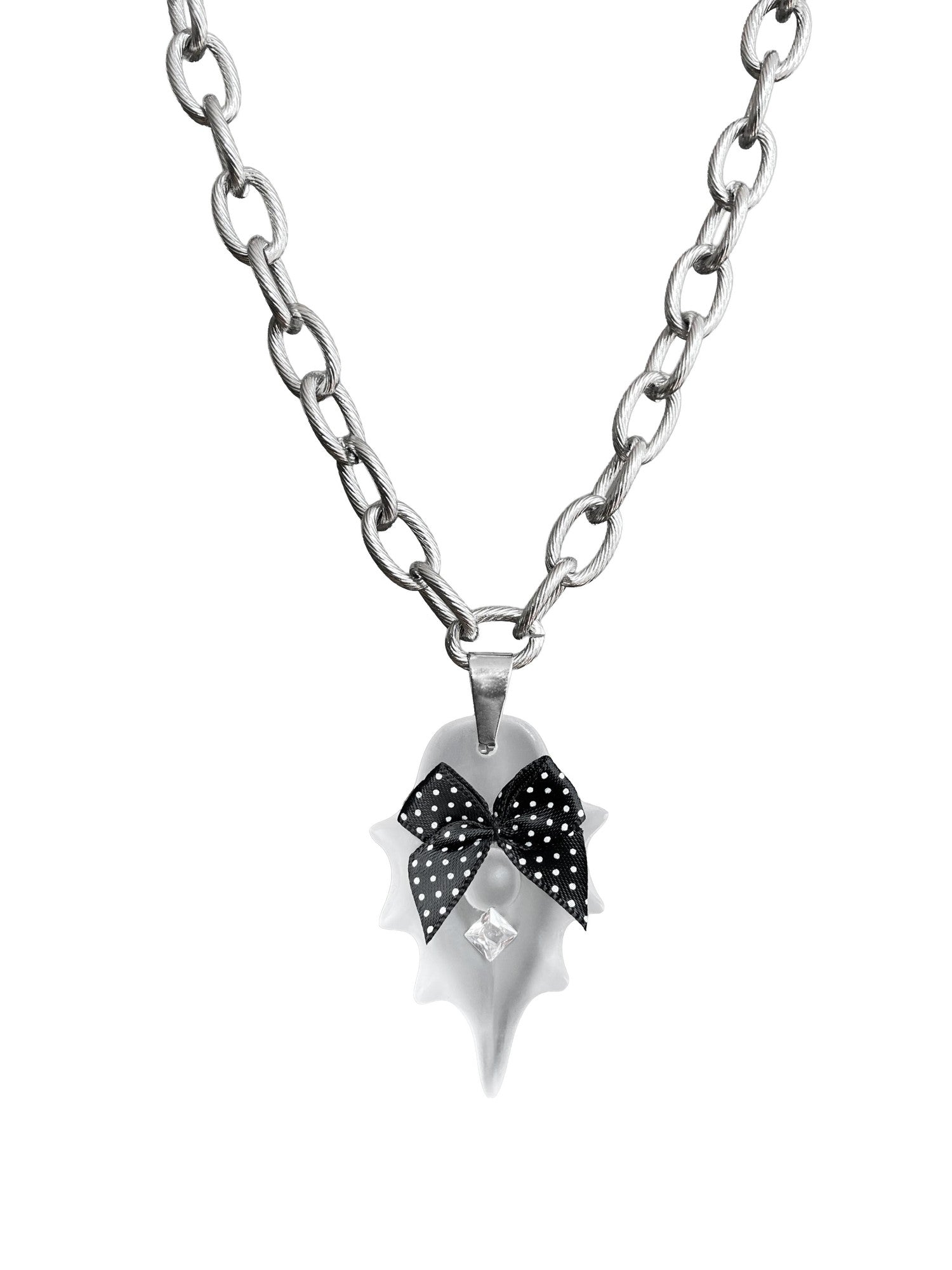 takeabreak Transparent Shell Zircon Inlay Polka Dot Bow Women&
