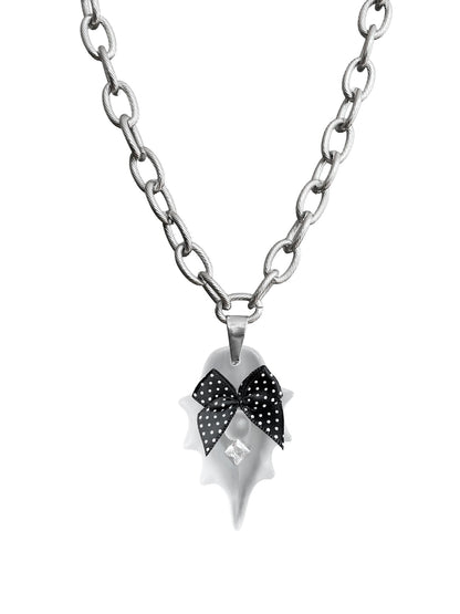 takeabreak Transparent Shell Zircon Inlay Polka Dot Bow Women&