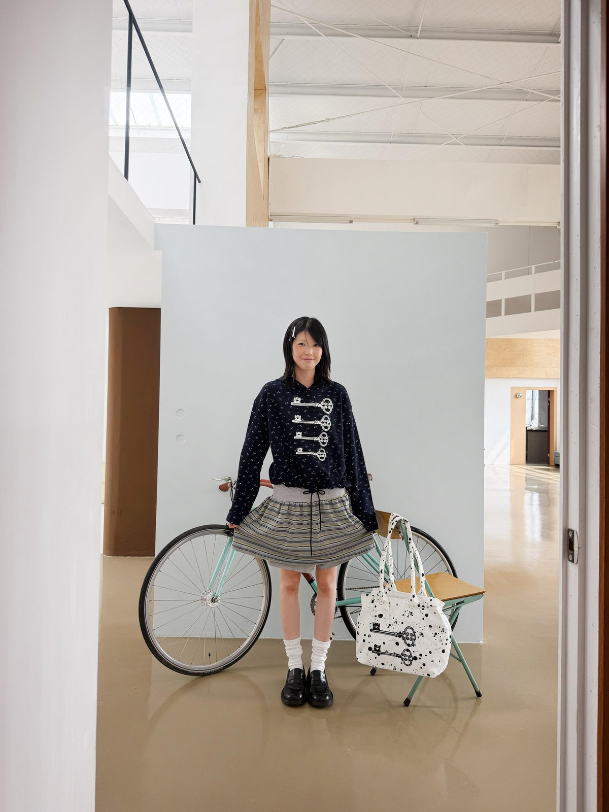 takeabreak Waffle Ditsy Floral Key Print Loose Fit Women&