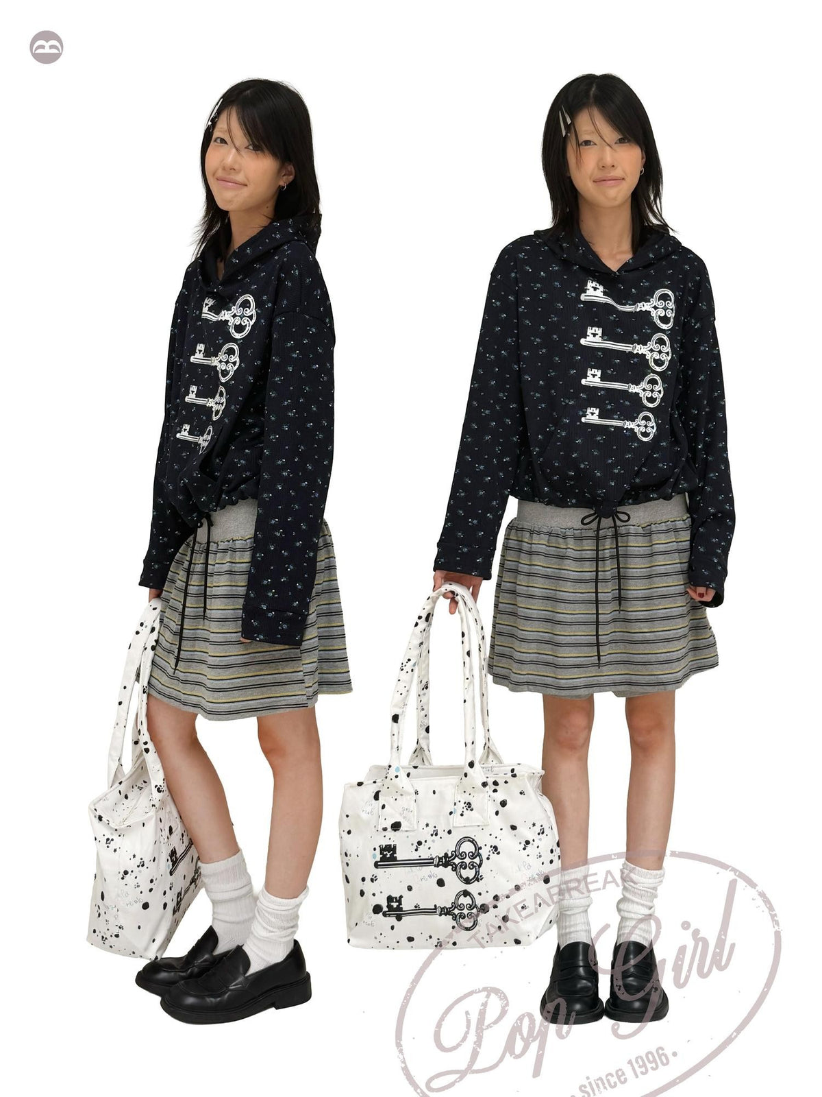 takeabreak Waffle Ditsy Floral Key Print Loose Fit Women&