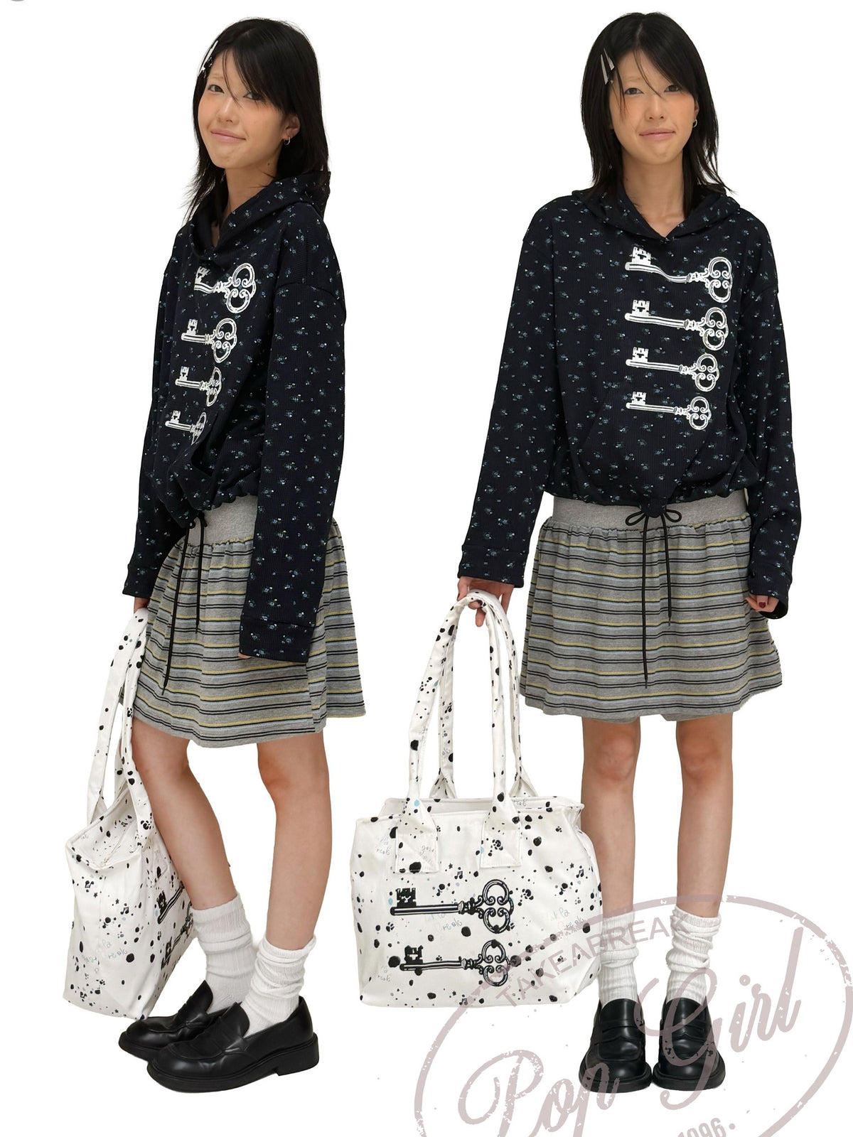 takeabreak Waffle Ditsy Floral Key Print Loose Fit Women&