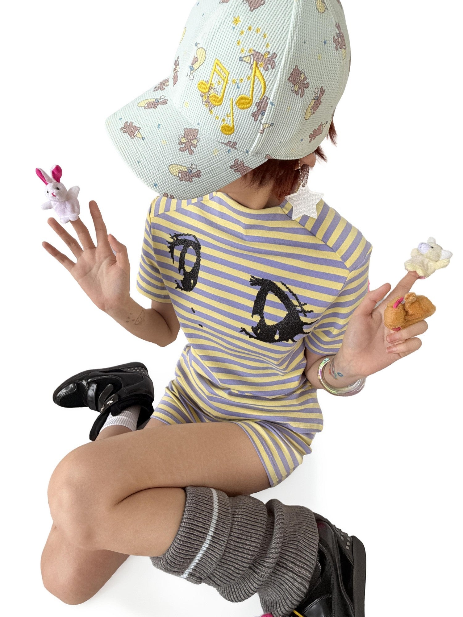 takeabreak Yellow Purple Comic Big Eye Heat Transfer Print Women&