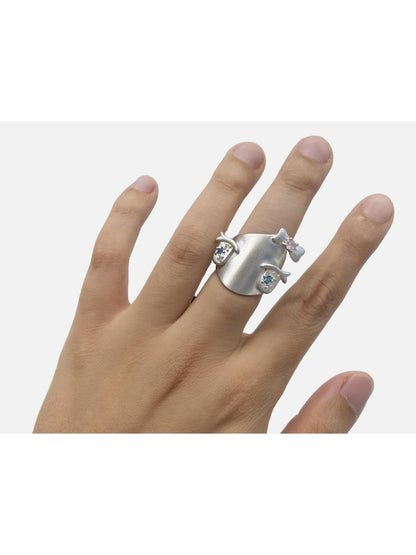 takeabreak Zircon Inlaid Armor Open Women&