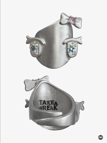 takeabreak Zircon Inlaid Armor Open Women&