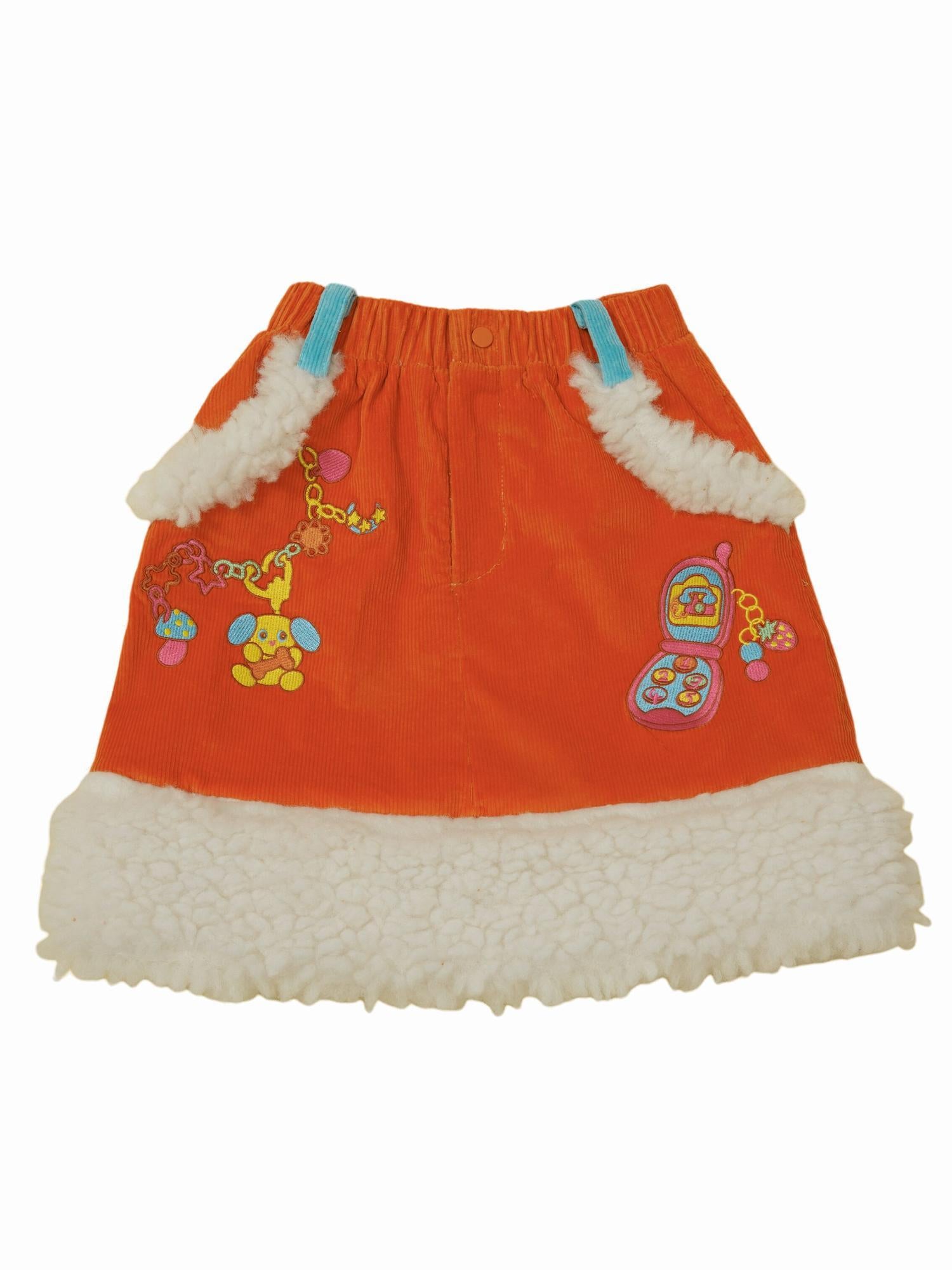 Frufru Gulu Cozy Corduroy Patchwork Midi Skirt For Women