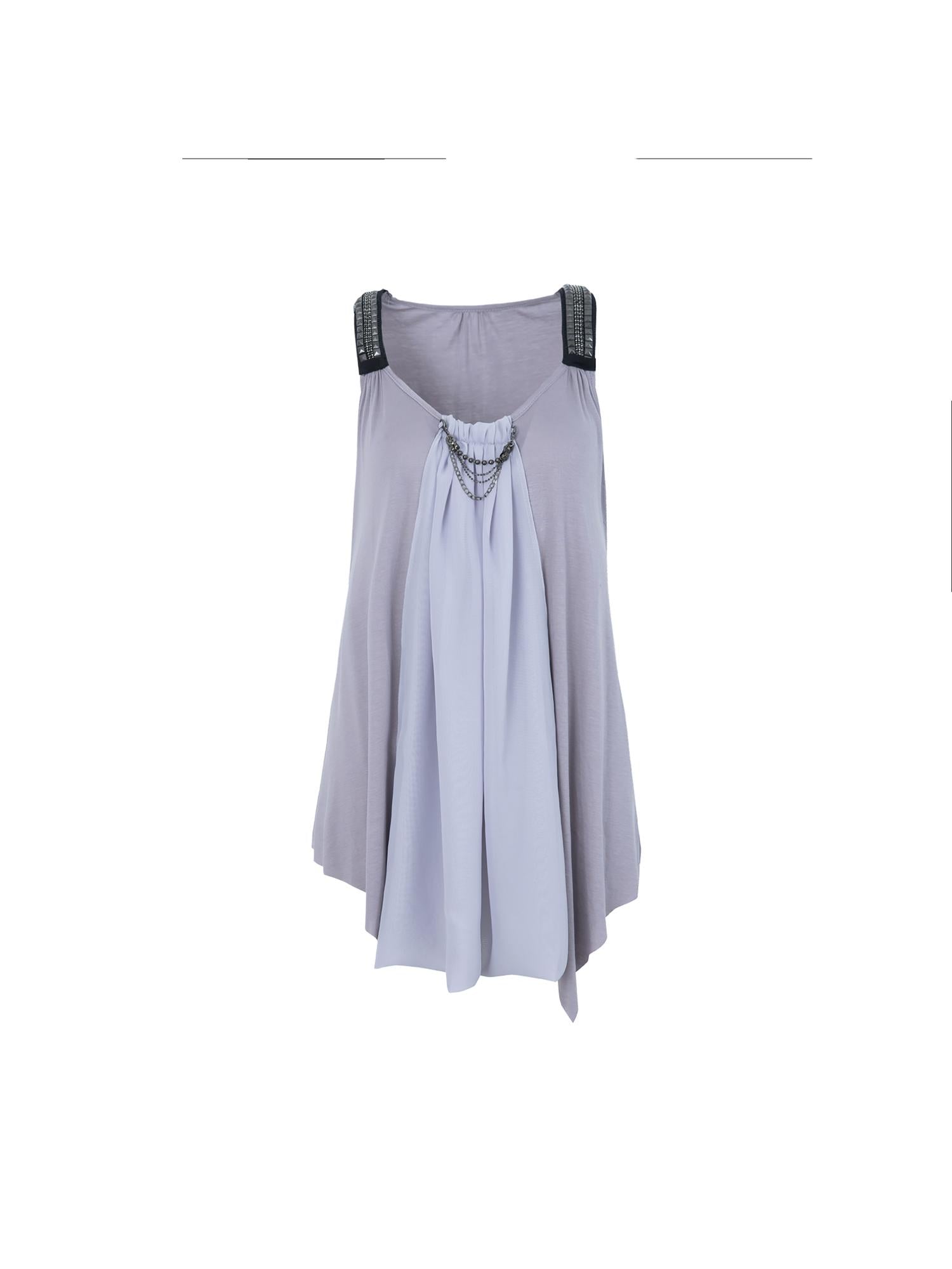 DoublePunch Punk Metal Trim Loose A-Line Baby Vest With Dangling Collar