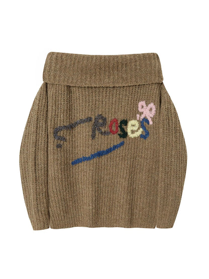 Lazy Off Shoulder Colorful Embroidered Sweater