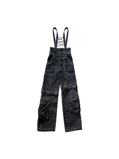Vintage Deconstructed Denim Overalls Multiway Wear