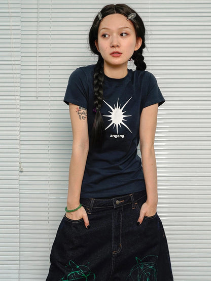 Mercury Navy Slim Fit Short Sleeve Cotton T-Shirt