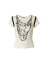 NO ROMANCE Punk Print Lace Trim Slim Stretch Two-Way T-Shirt