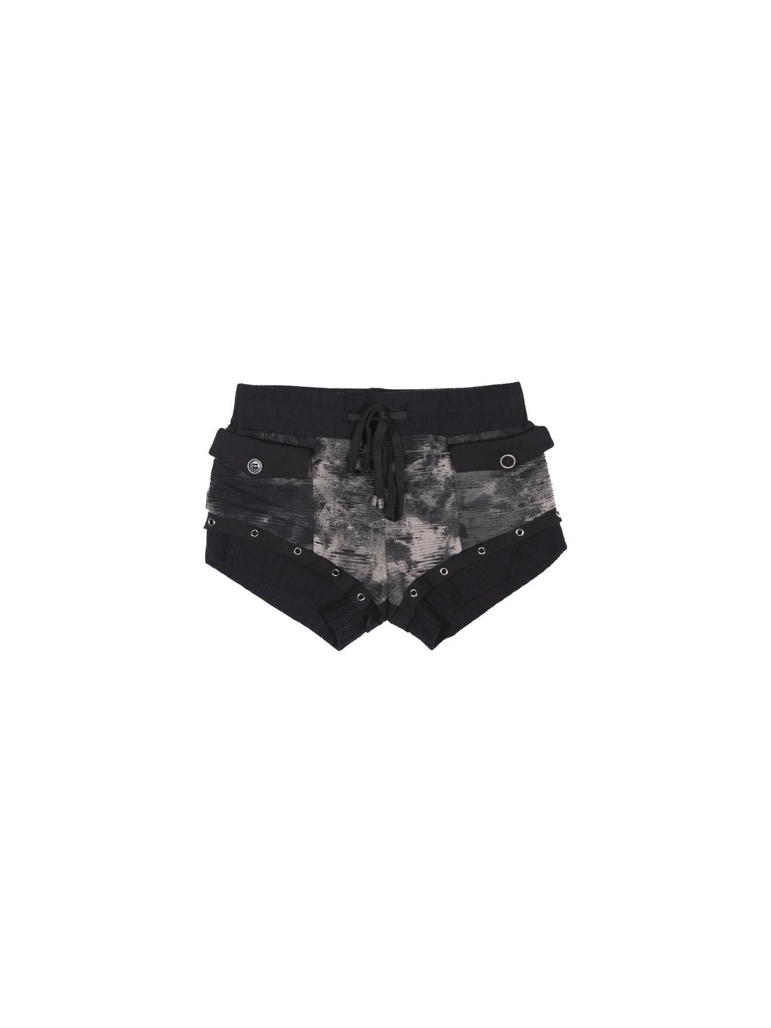 Punk Rock Low Rise Patchwork Shorts For Women Cotton Streetwear