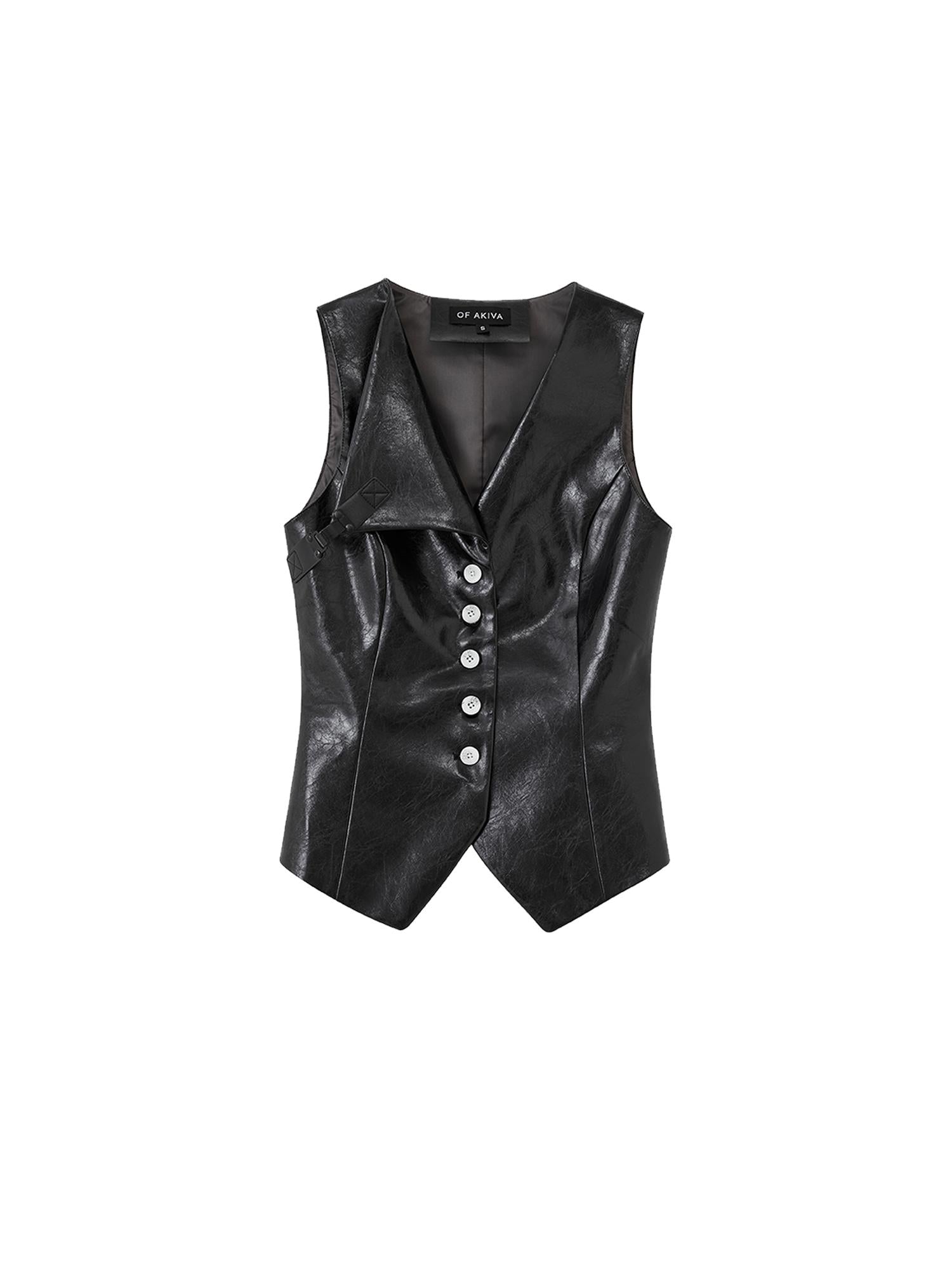 OfAkiva Long Faux Leather Jacket For Women Coats