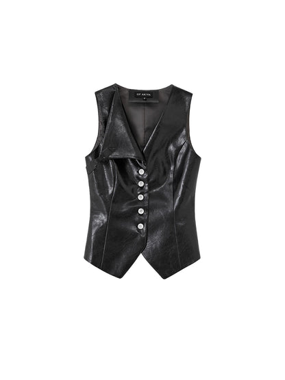 OfAkiva Long Faux Leather Jacket For Women Coats