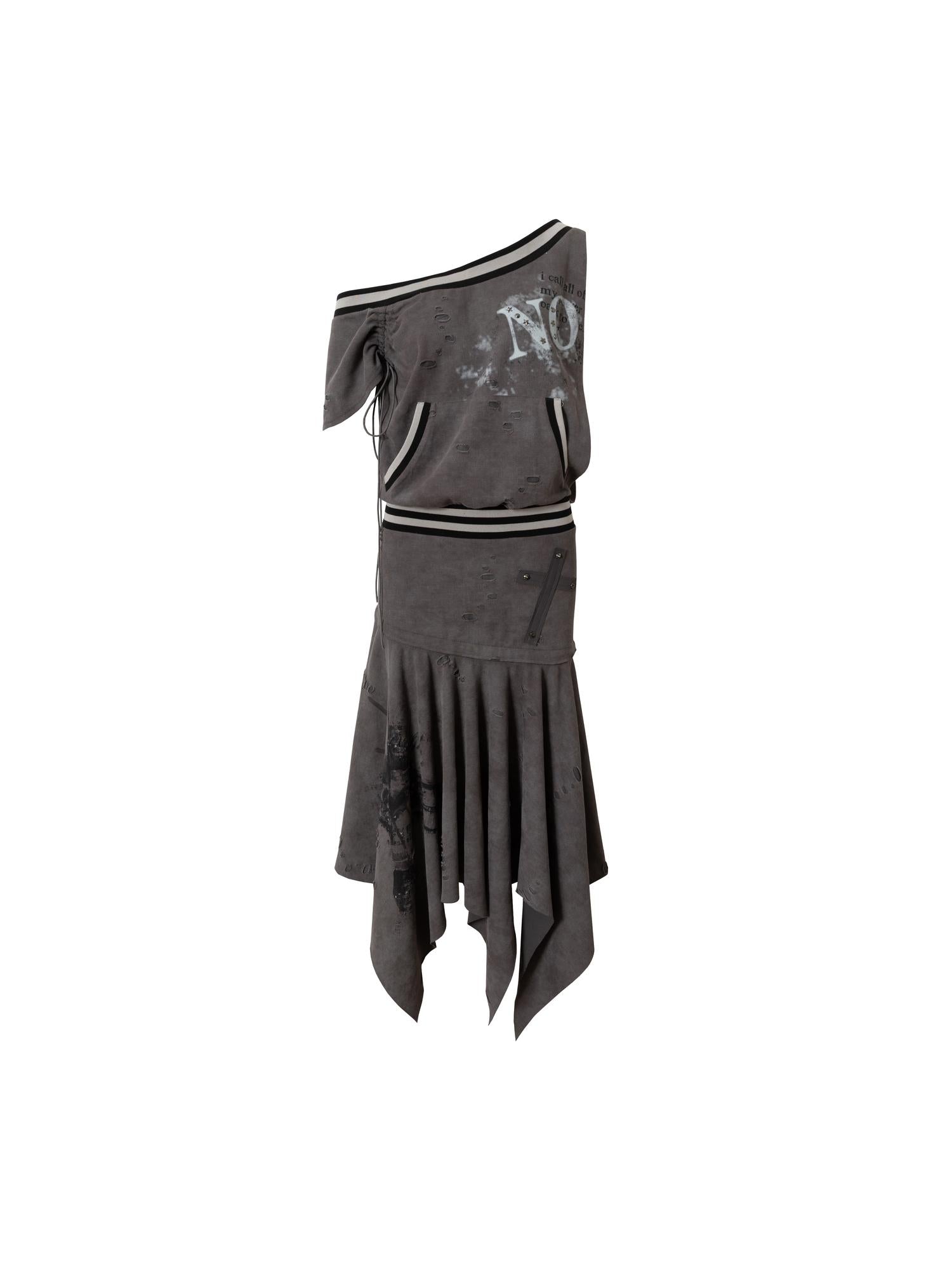 NO ROMANCE Punk Detachable Hem Sleeveless Bodycon Dress
