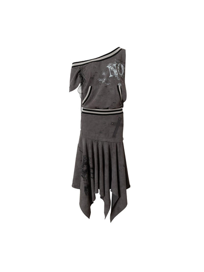 NO ROMANCE Punk Detachable Hem Sleeveless Bodycon Dress