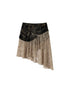 NO ROMANCE Vintage Distressed Denim Skirt Pants With Lace Trim
