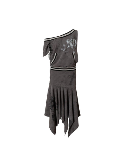 NO ROMANCE Punk Detachable Hem Sleeveless Bodycon Dress