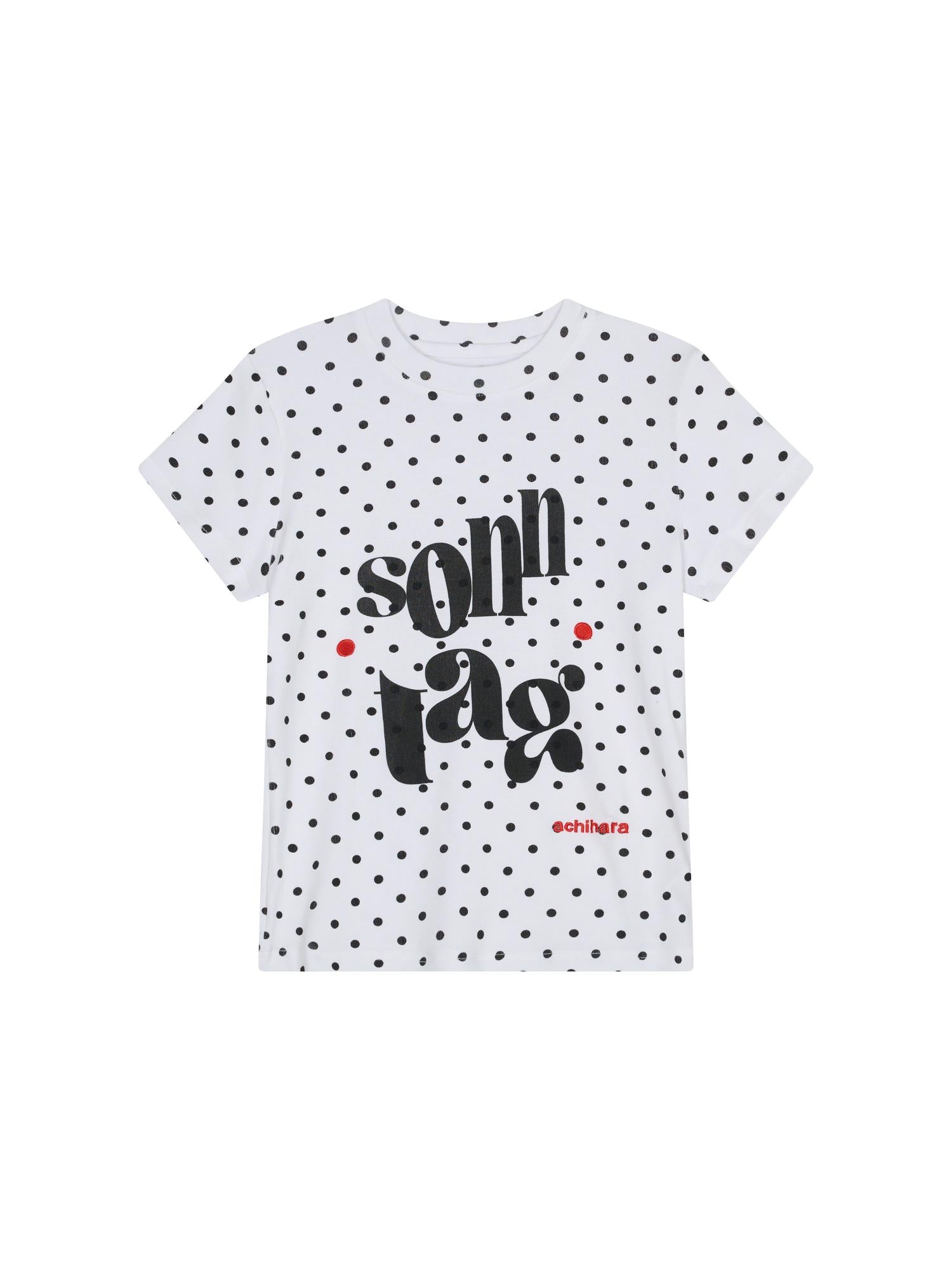 Achihara Sunday Polka Print Short Sleeve T-Shirt