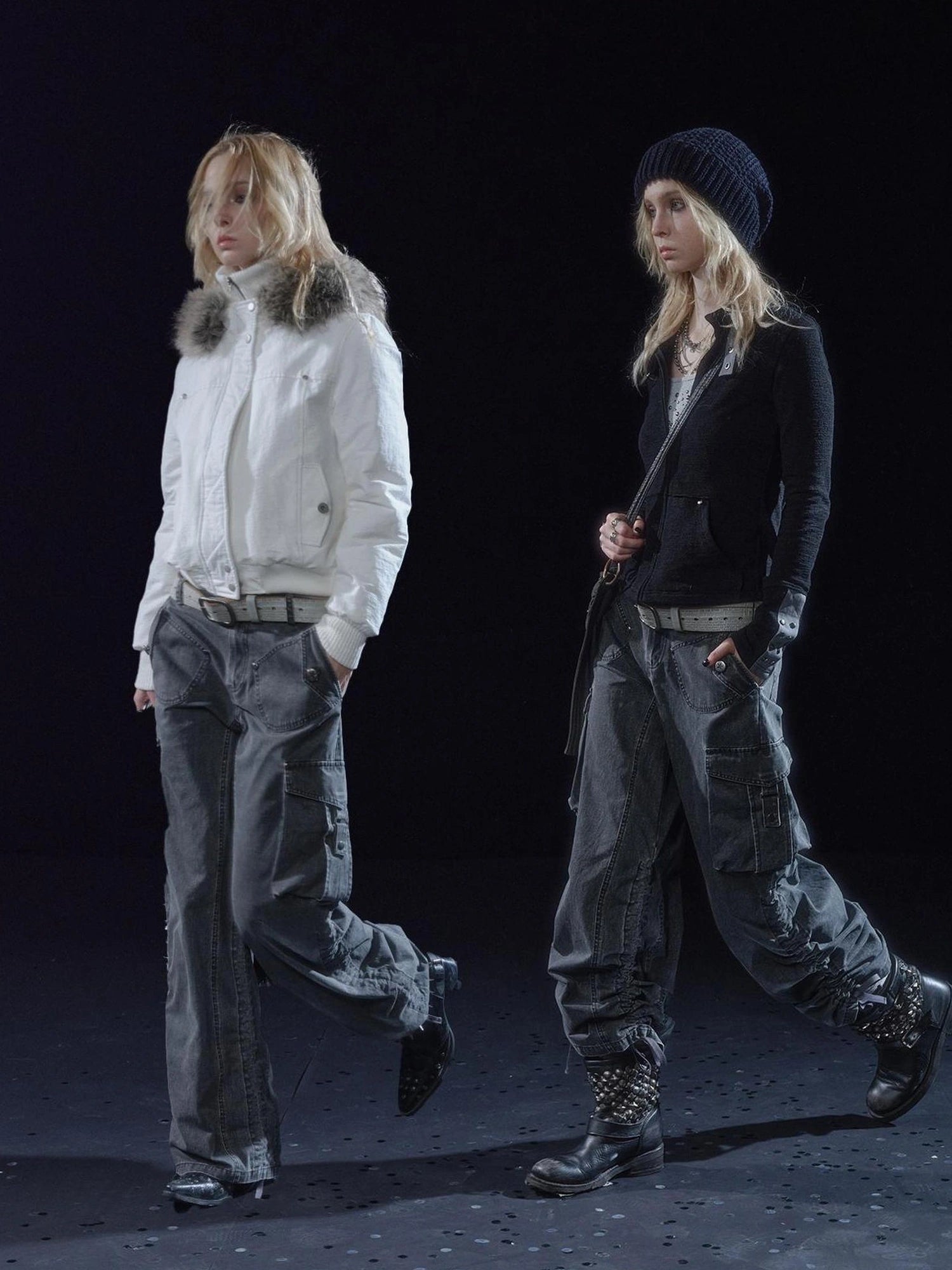 wear And tear Adjustable Drawstring Wide Leg Cargo Pants