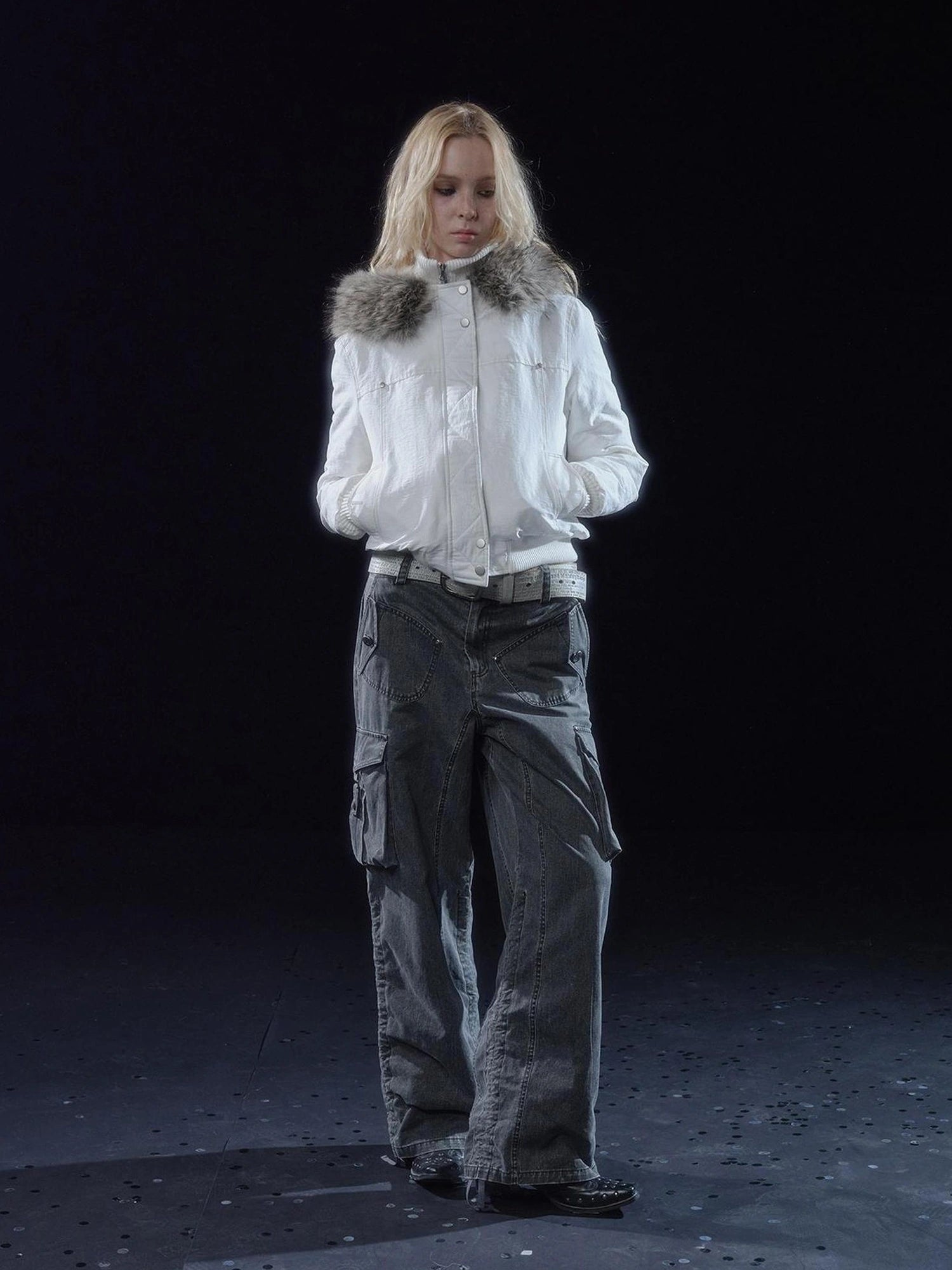 wear And tear Adjustable Drawstring Wide Leg Cargo Pants