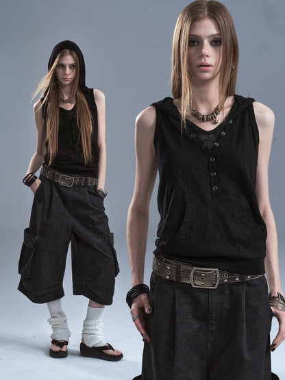 wear_And_tear_Black_Hooded_Contrast_Kangaroo_Pocket_Faux_Layered_Women&