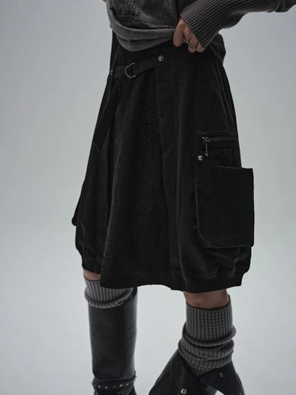 wear And tear Black Lace Metal Rivet Adjustable A Line Skirt