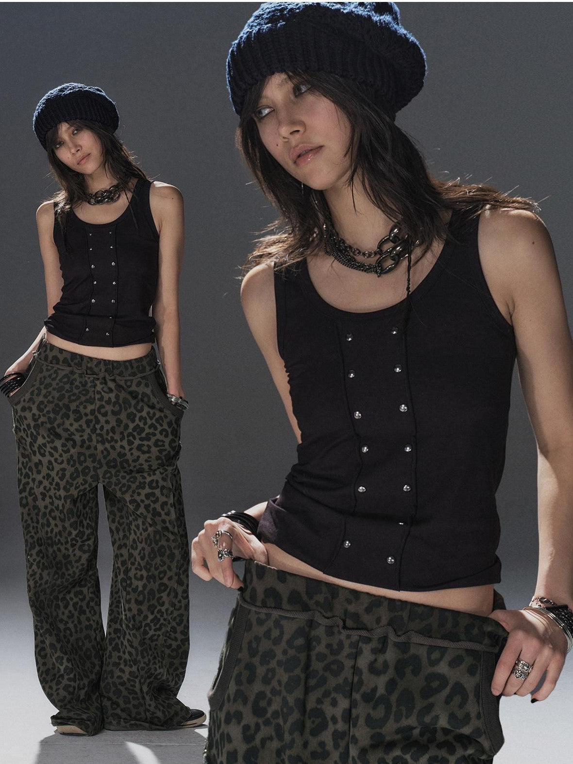 wear And tear Black Rhinestone Frayed Edge Street Punk Stretch Women&