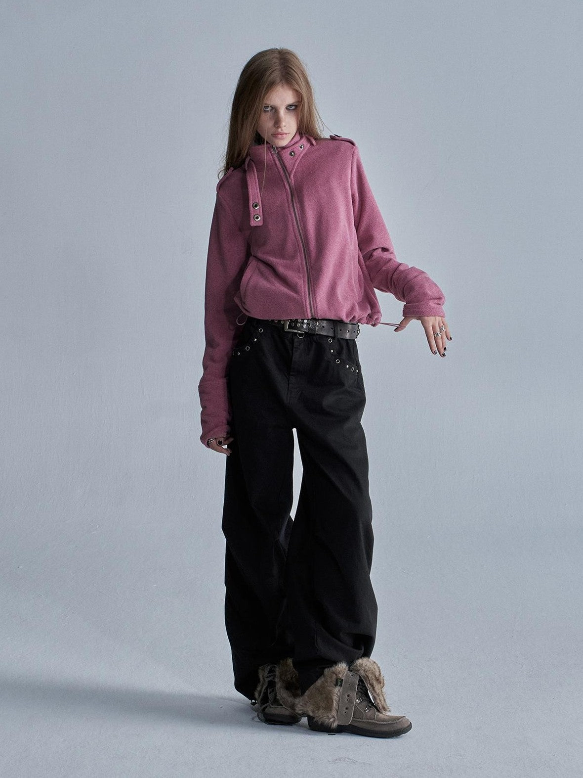 wear And tear Camouflage Studded Pocket Split Wash Streetwear Women&