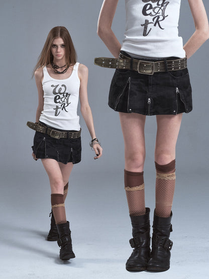 wear_And_tear_Dark_Gray_Camo_Multi_Zipper_Studded_Pleated_Low_Waist_Women&