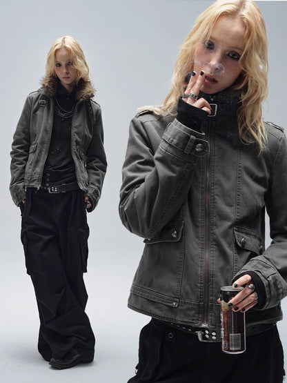 wear_And_tear_Detachable_Fur_Collar_Quilted_Cotton_Washed_Jacket_MISSTT