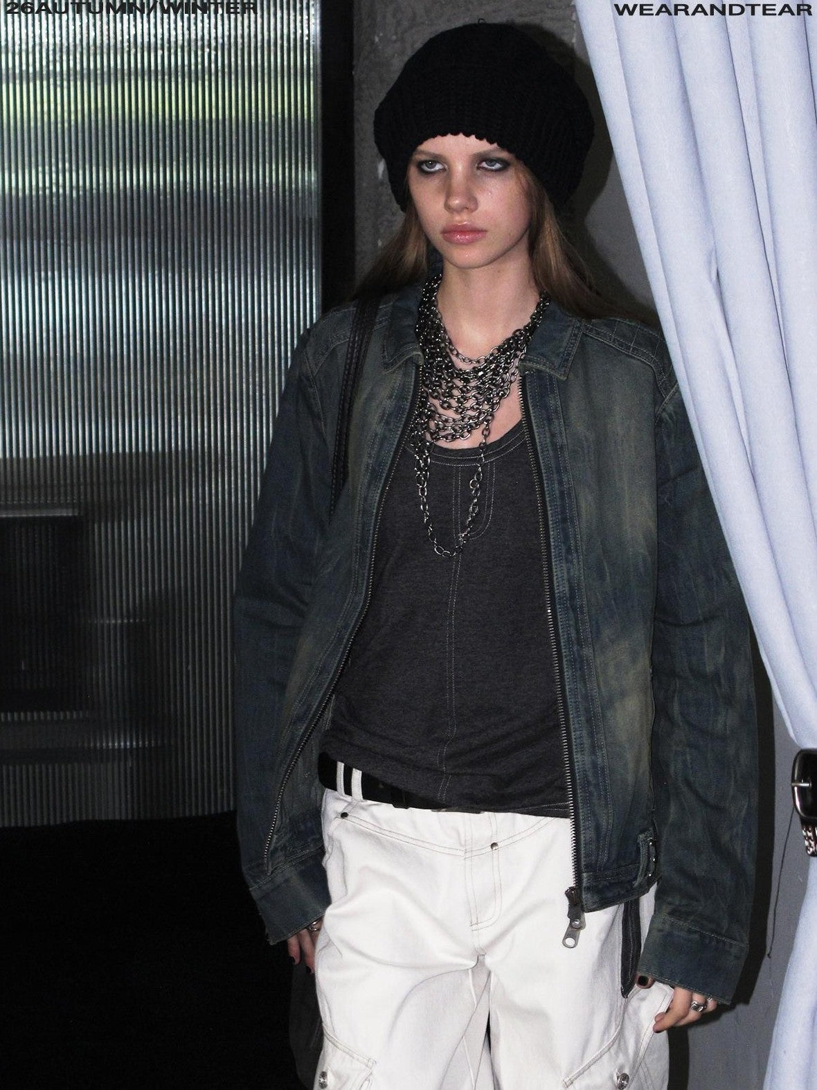 wear And tear Distressed Embroidered Studded Zip Slim Fit Women&