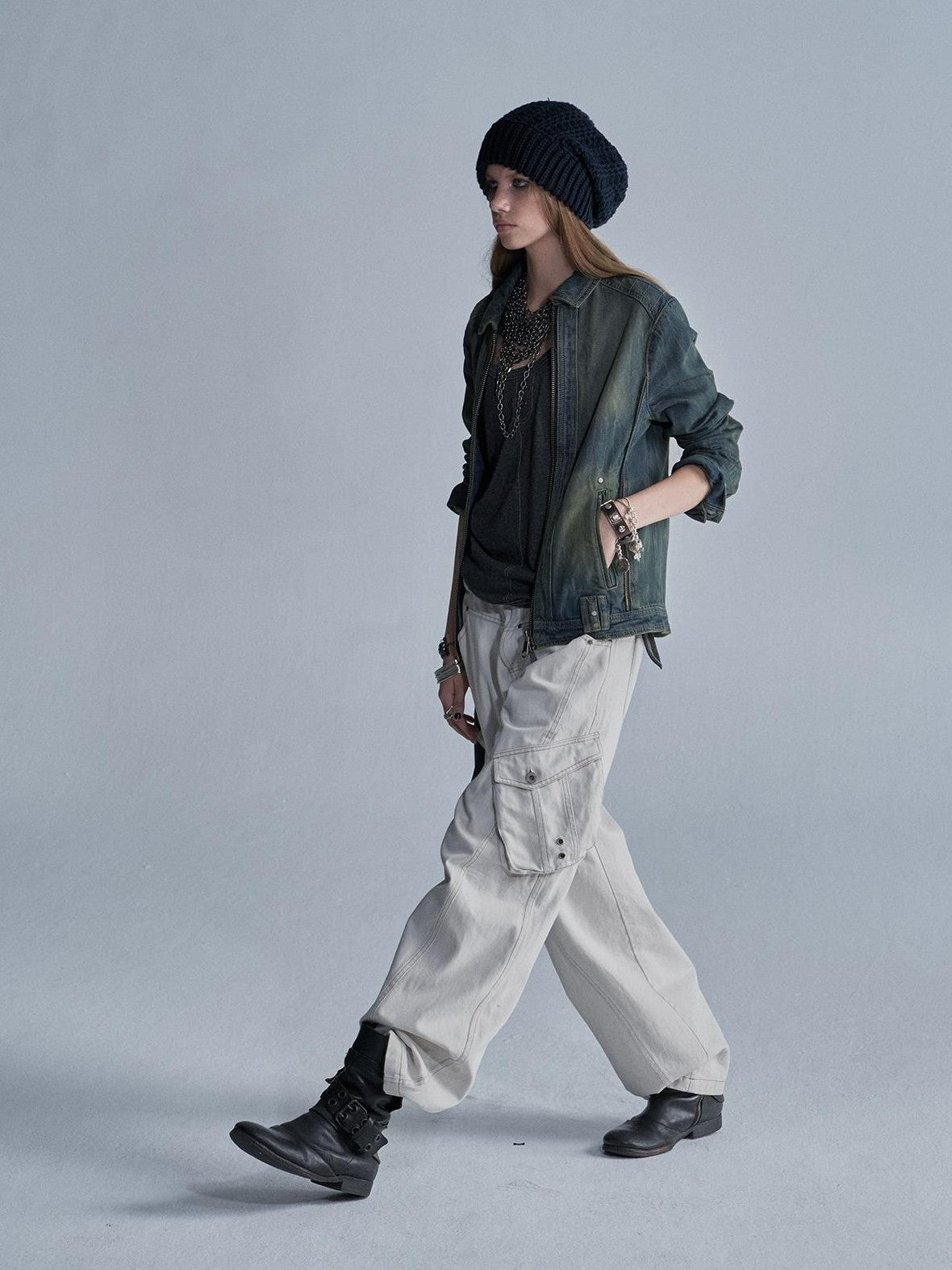 wear And tear Distressed Embroidered Studded Zip Slim Fit Women&
