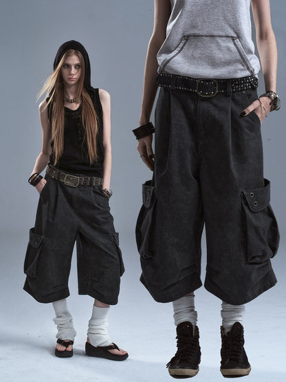 wear_And_tear_Distressed_Metal_Rivets_3D_Pocket_Pleated_Cargo_Women&