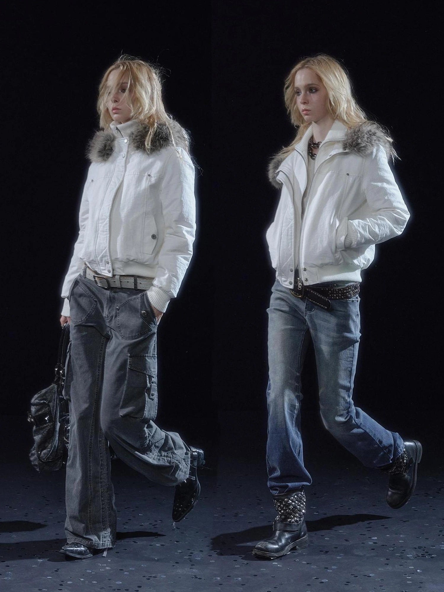 wear And tear Double Placket High Neck Hooded Cotton Jacket