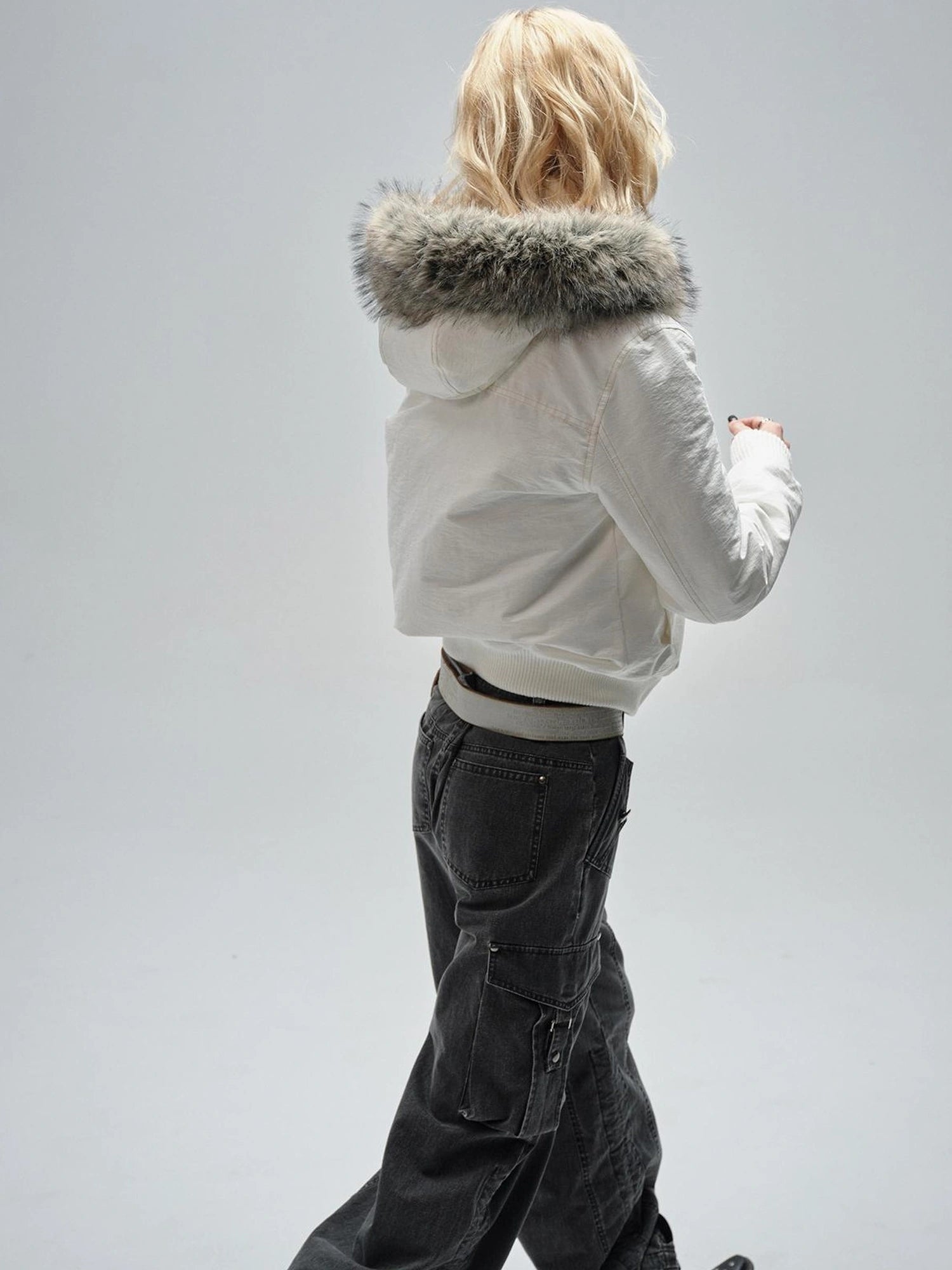 wear And tear Double Placket High Neck Hooded Cotton Jacket