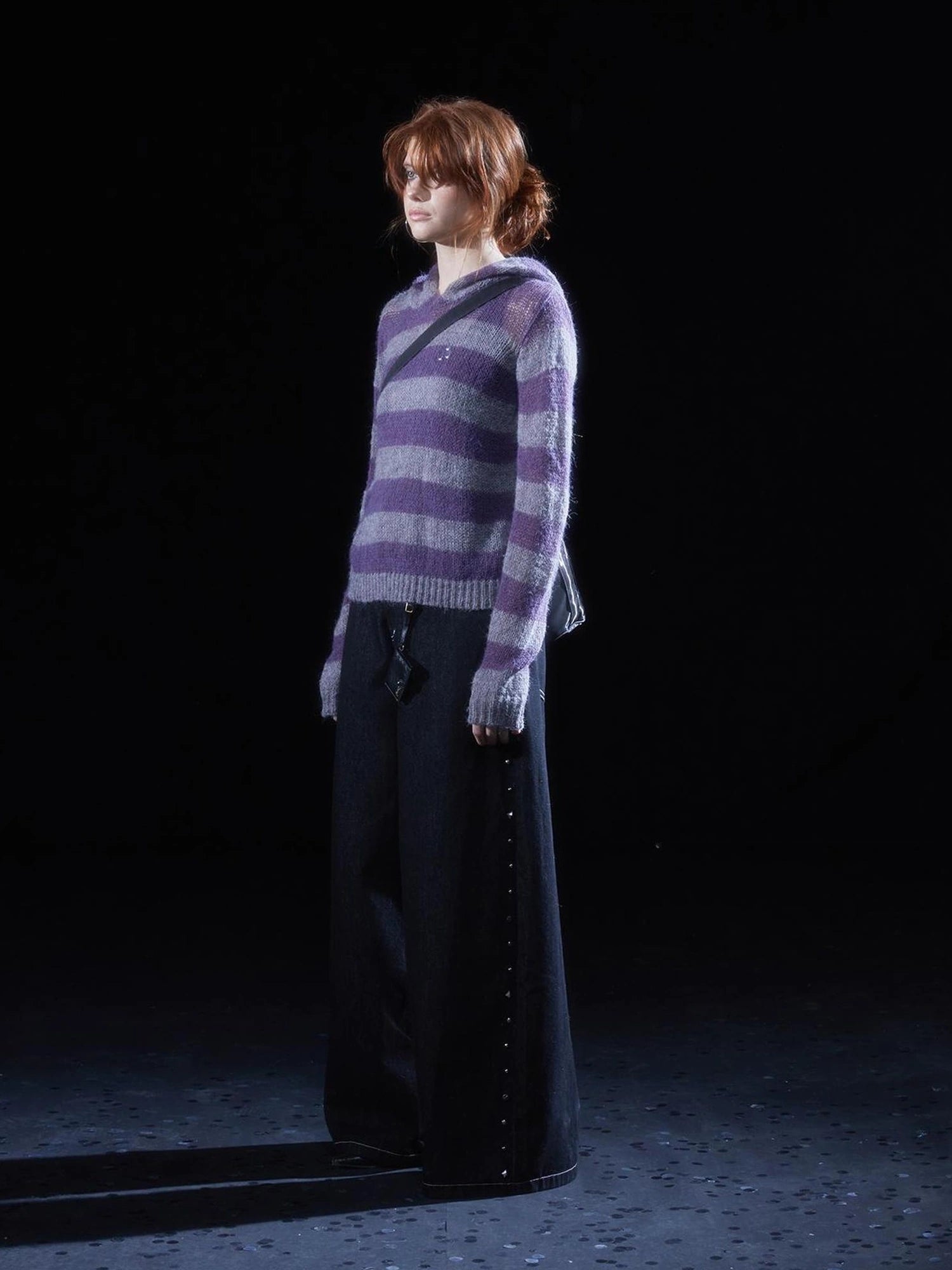 wear And tear Double Rivet Washed Wide Leg Denim Pants