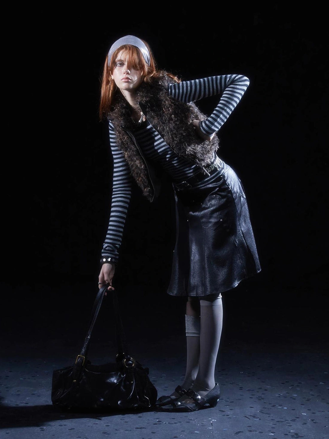 wear And tear Faux Fur Patchwork Zipper Vest With Leopard Print Collar