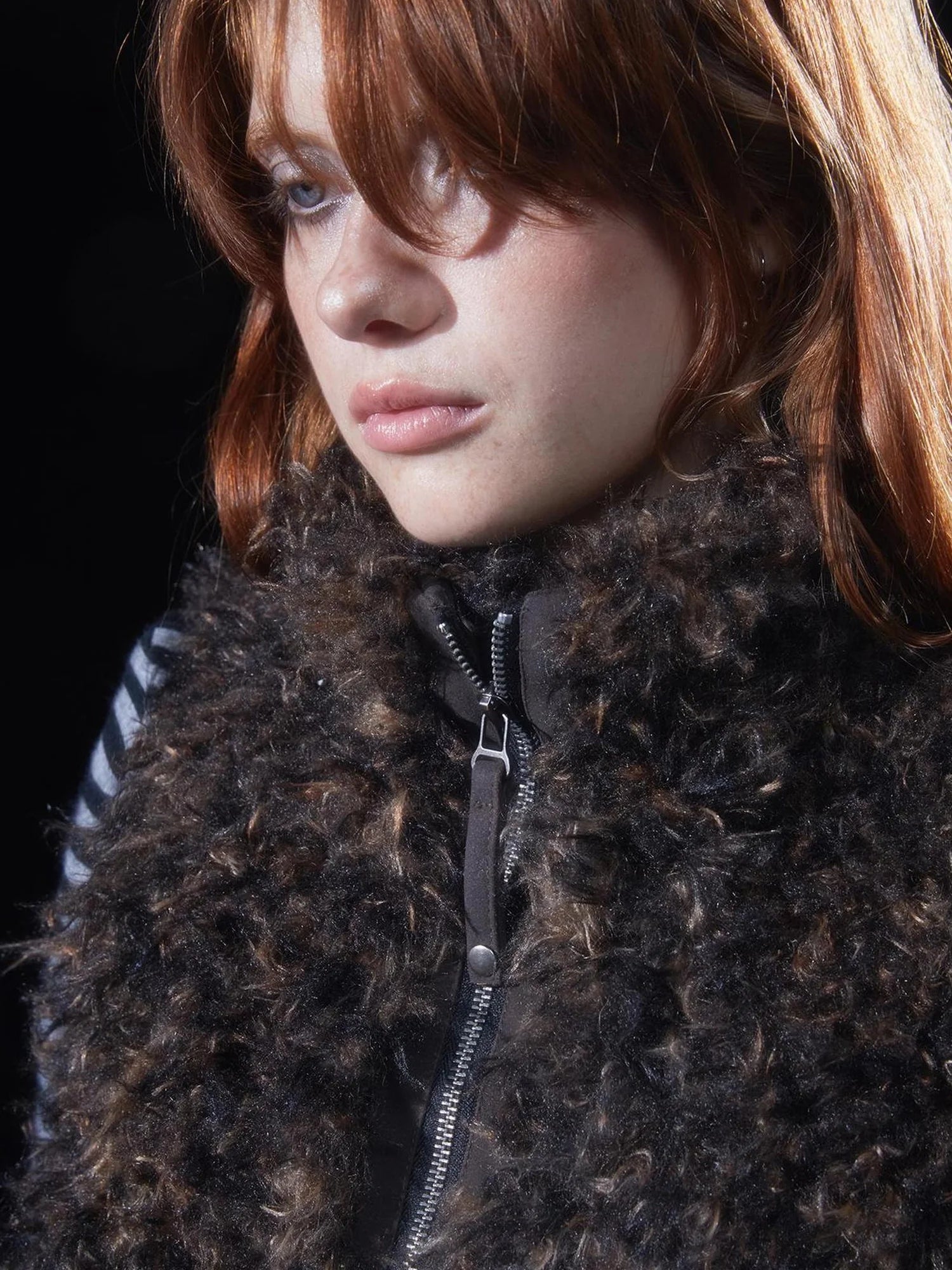 wear And tear Faux Fur Patchwork Zipper Vest With Leopard Print Collar