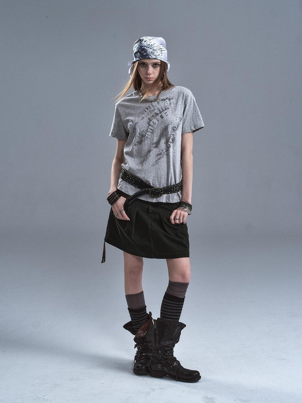 wear And tear Frayed Patchwork Metallic Print Layered Women&