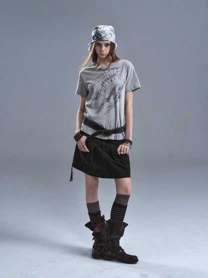 wear And tear Frayed Patchwork Metallic Print Layered Women&