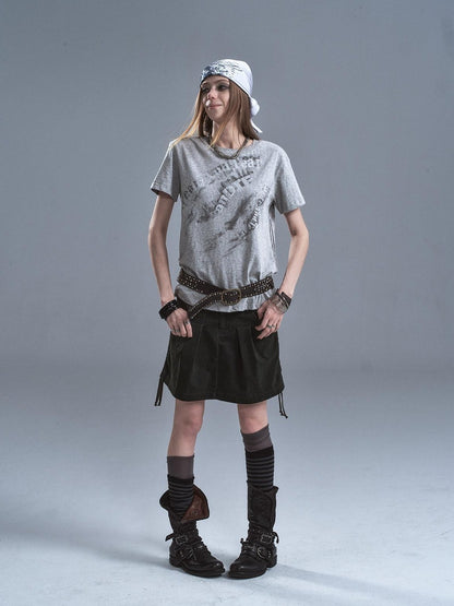 wear And tear Frayed Patchwork Metallic Print Layered Women&