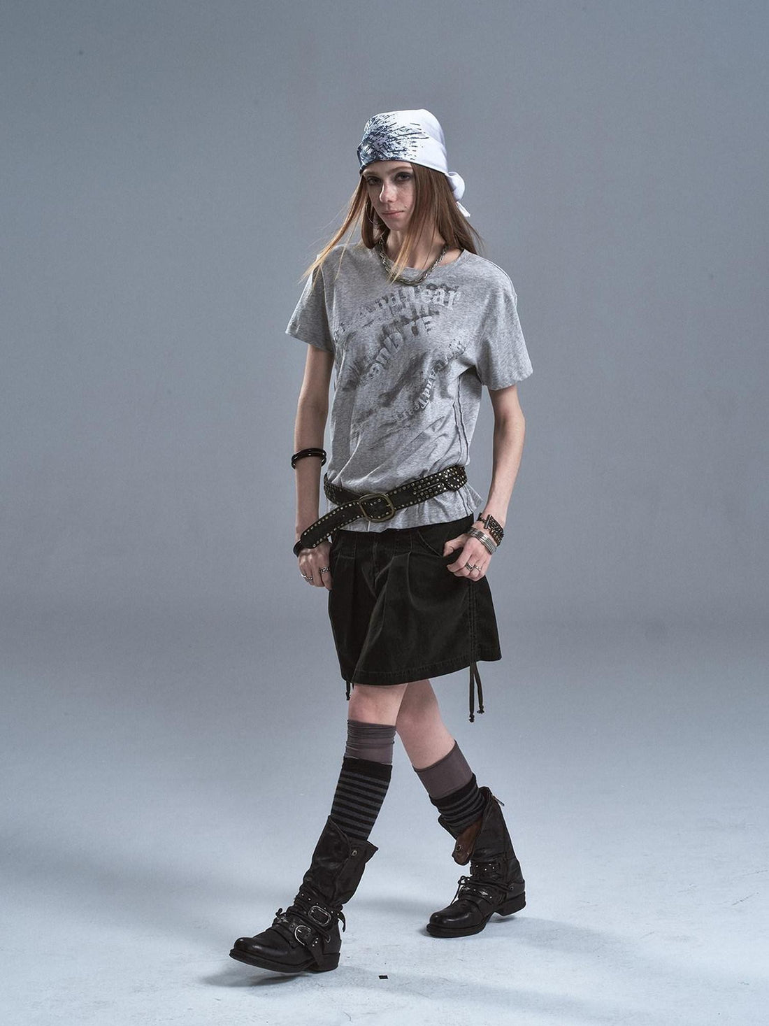 wear And tear Frayed Patchwork Metallic Print Layered Women&