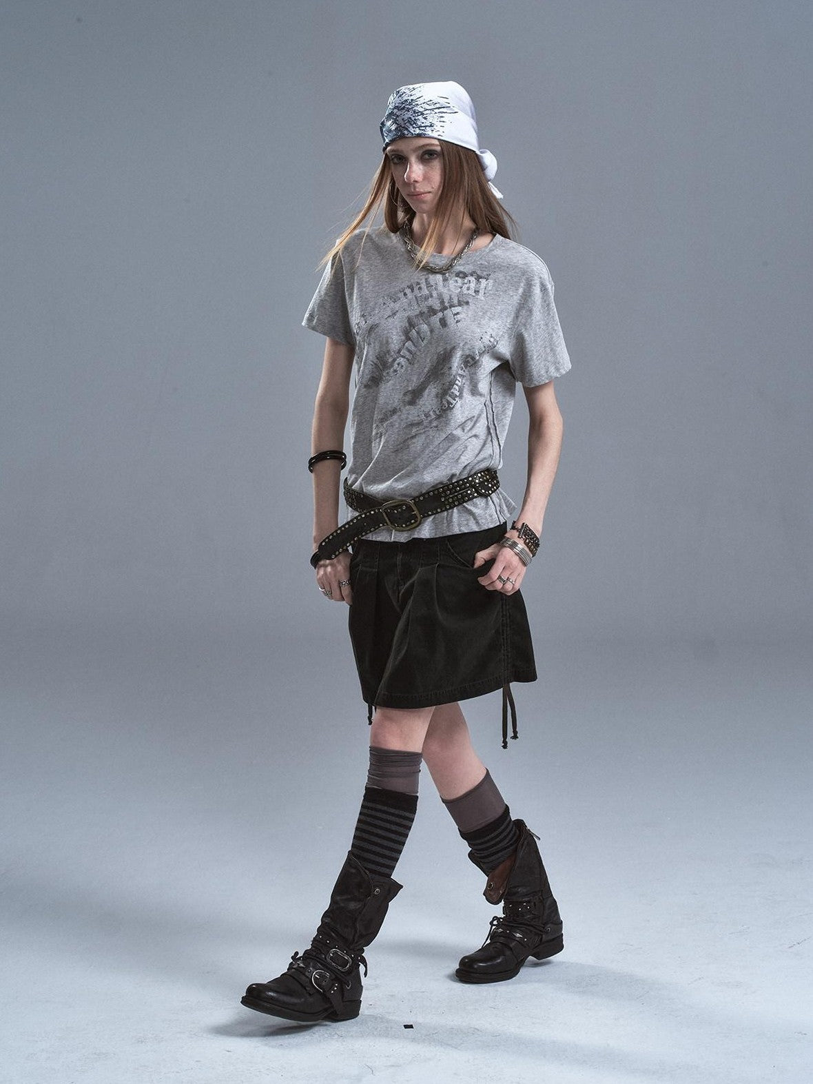 wear And tear Frayed Patchwork Metallic Print Layered Women&