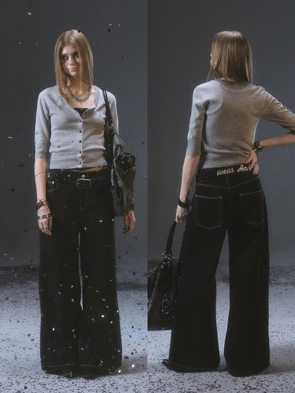 wear And tear Heavy Duty Punk Leather Canvas Belt With Metal Studs