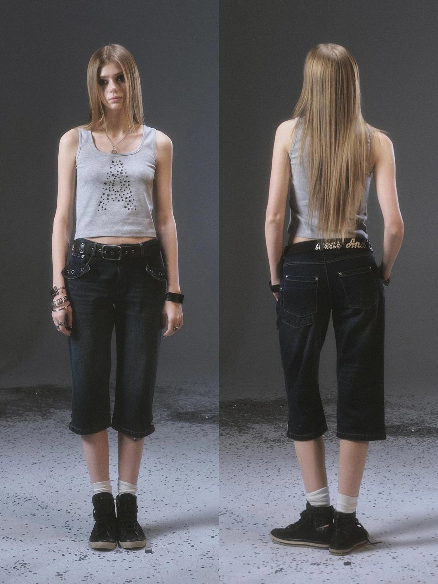 wear And tear Heavy Duty Punk Leather Canvas Belt With Metal Studs