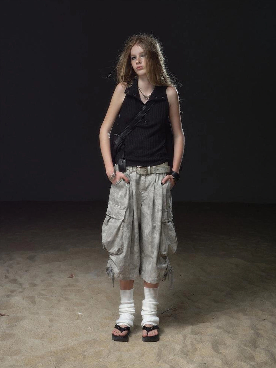 wear And tear High Neck Half Placket Knit Vest
