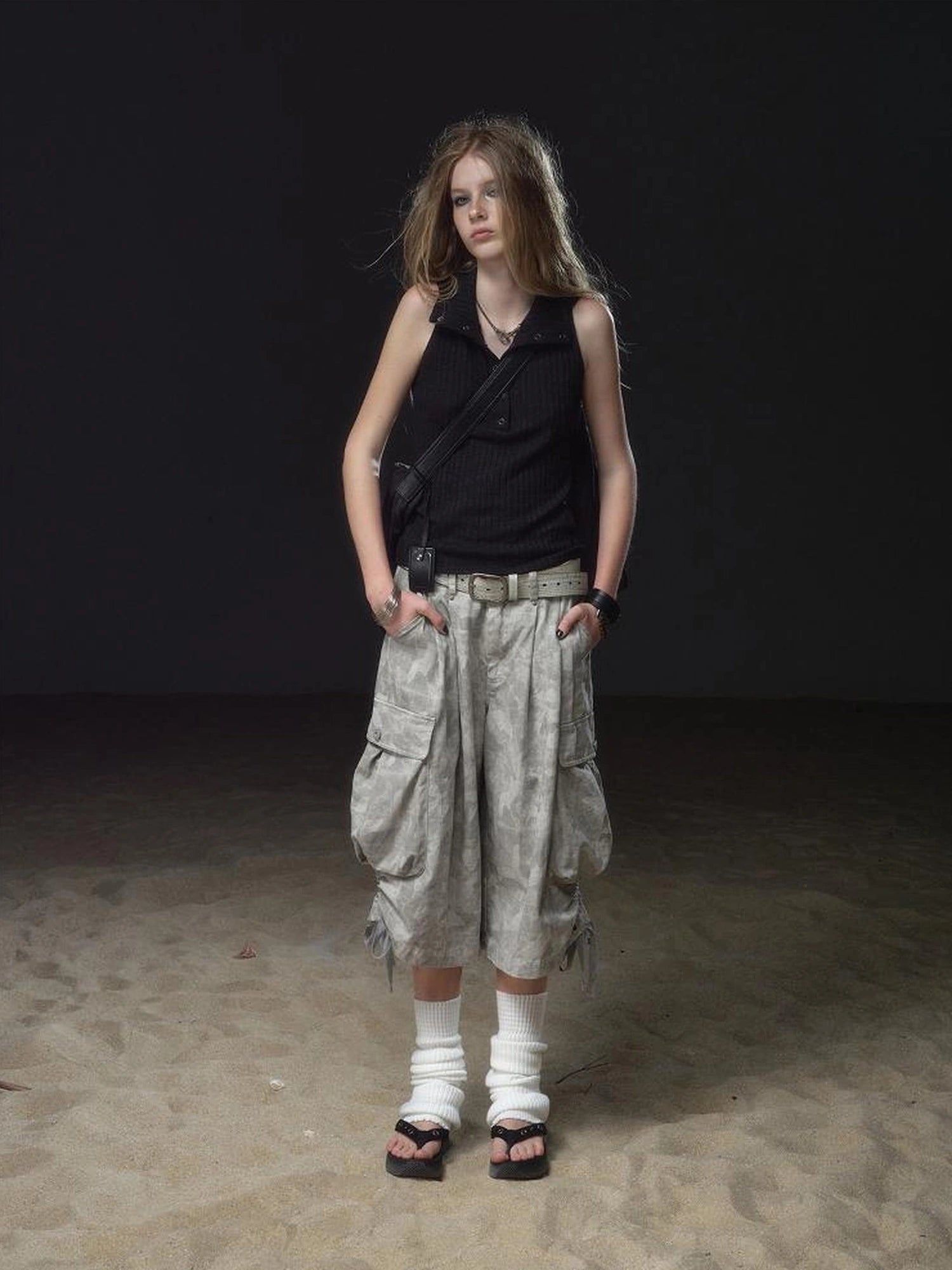 wear And tear High Neck Half Placket Knit Vest