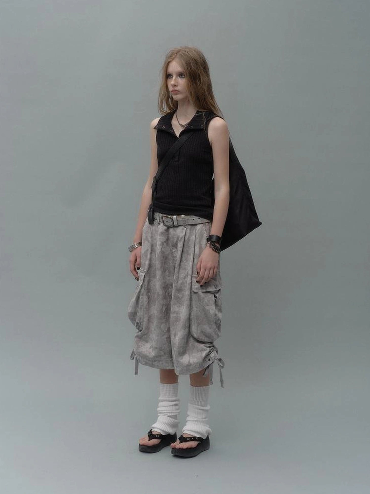 wear And tear High Neck Half Placket Knit Vest
